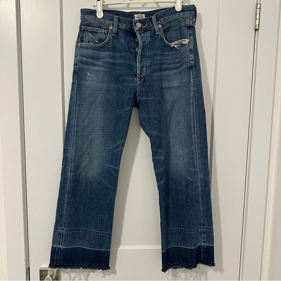 Citizens Of Humanity Blue Cora Crop Relaxed Distressed Hem Jeans Size 26 Women’s - Picture 2 of 14